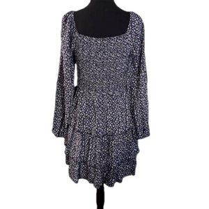 Women’s Square Neck Long Sleeve Smocked Dress